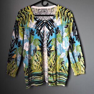 Joseph A. Colorful Buttoned-Down Sweater Cardigan, Women's Size XL